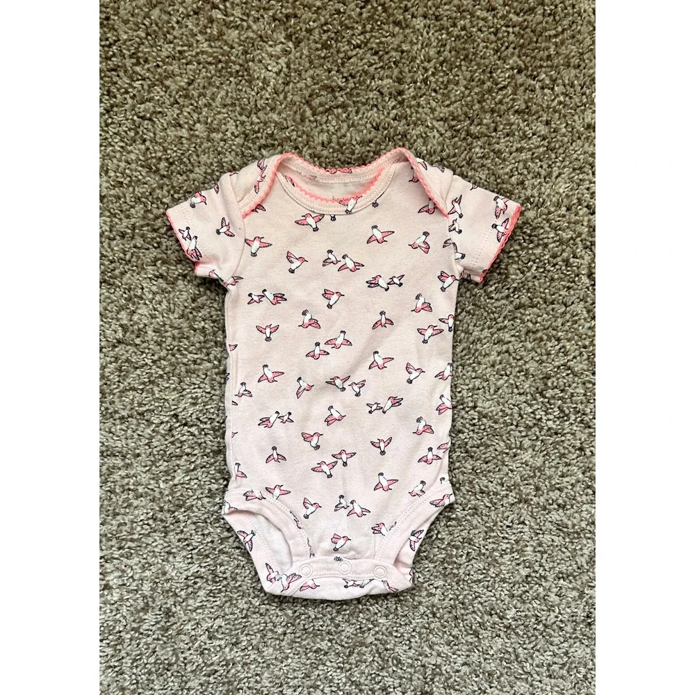Carters Just One You Baby Girls Short Sleeve Floral Hummingbird Bodysuit 3-Pack